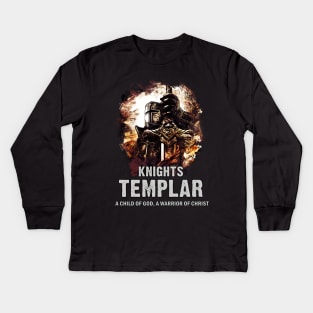 Knights Templar Motto A Child of GOD a Warrior of CHRIST Kids Long Sleeve T-Shirt